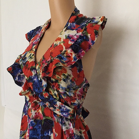 Anthropologie Postella Silk Halter Floral Dress - Picture 9 of 16